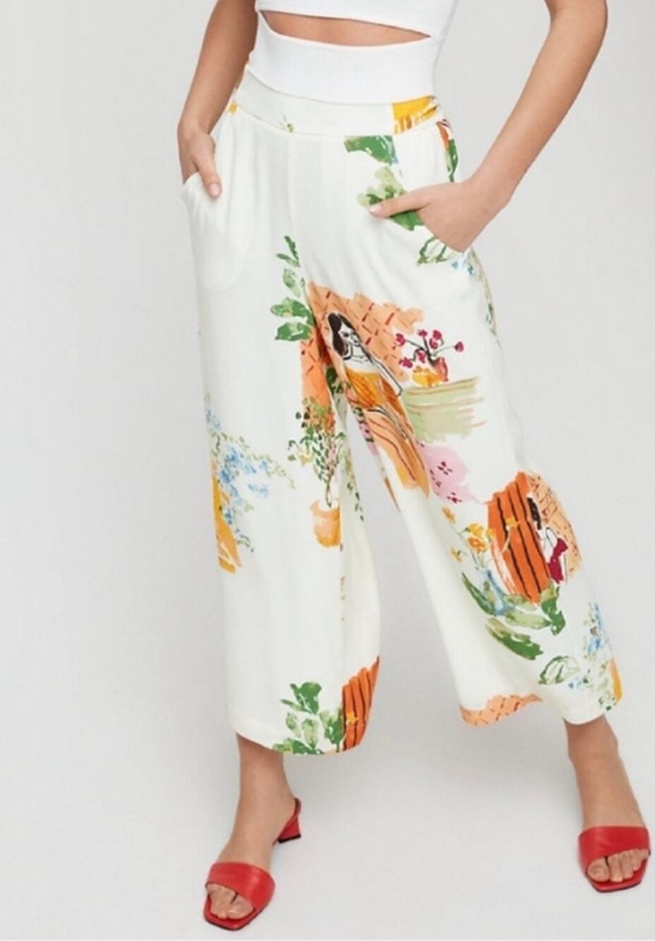 Wilfred from Aritzia Faun Sun Valley Espace Floral Cropped Flowy Pants Size XXS